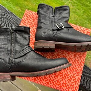 Ariat Black Leather Ankle Booties with Side Zip and Strap